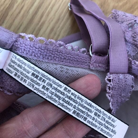 Victoria's Secret Dream Angels Lavender Purple Lace Halter Lined Demi Bra 32DDD - Picture 12 of 12